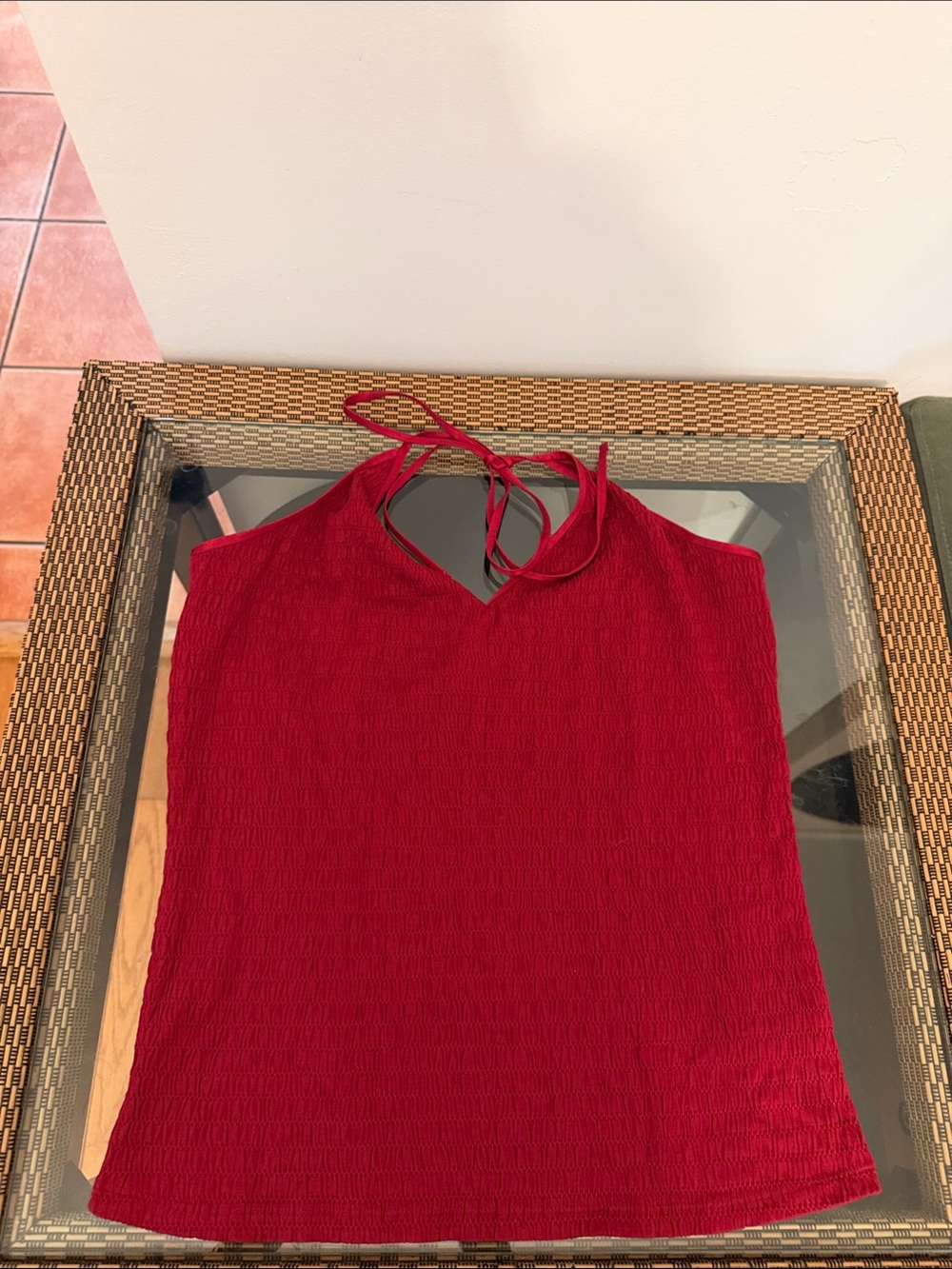 Banana Republic Red Halter Smocked Tank